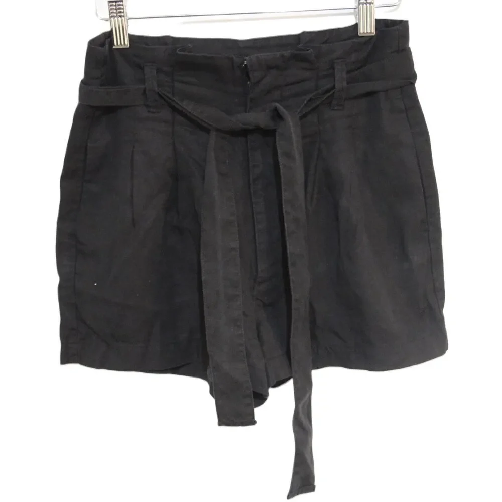 Womens Abercrombie & Fitch Black High Rise High Waisted Paperbag Shorts Size S